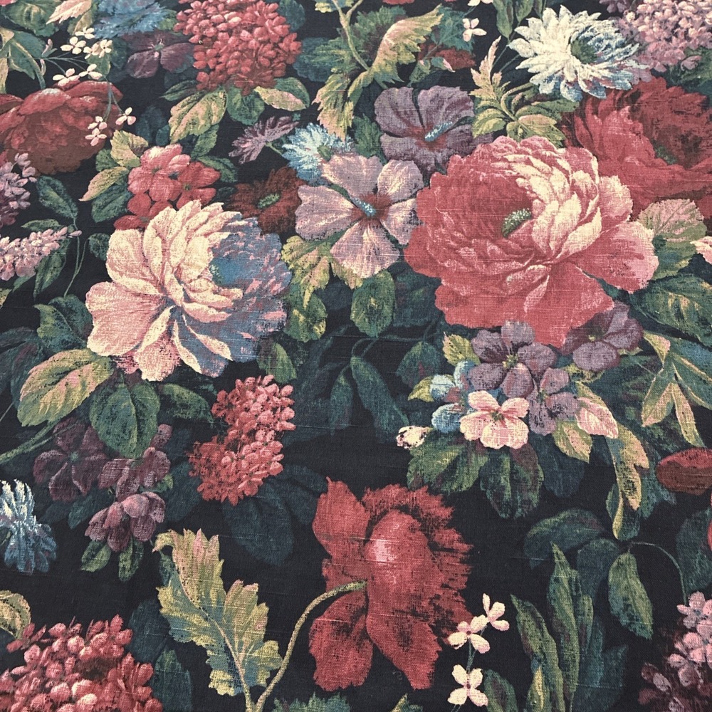 VTG Fabric By Western Textile Screen Printed 100% Cotton Floral Made In USA 9 Yd
